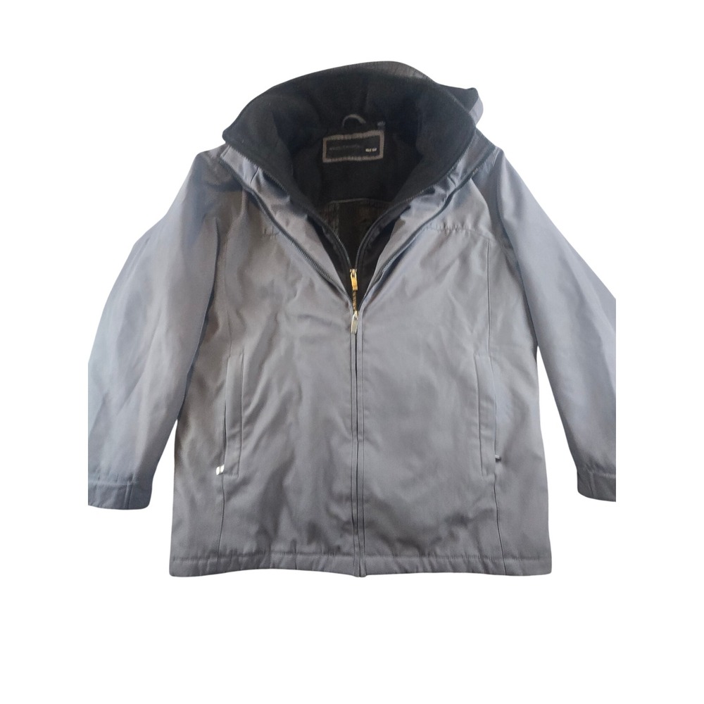Weatherproof Mens Grey Fleece Lined Softshell Hooded Jacket Large Gray Outdoor